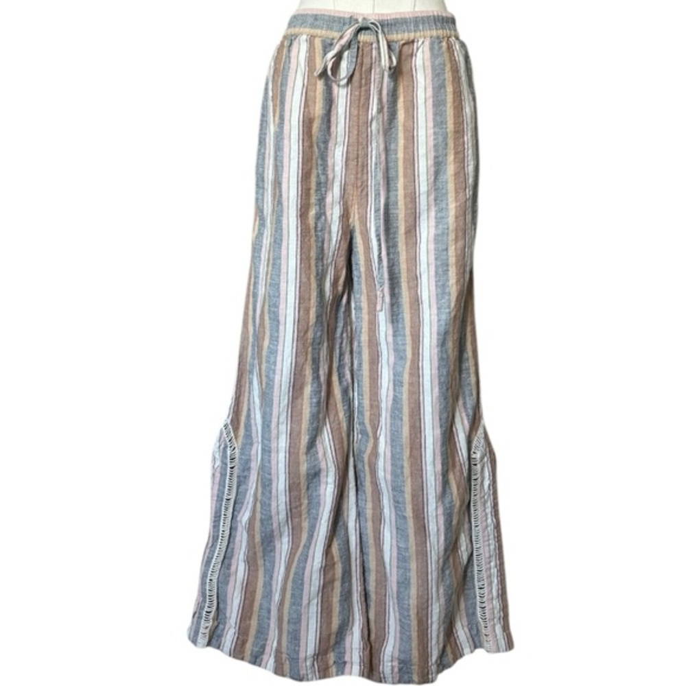 303 Free People Extra Wide Leg Striped Pull-On Pants – Size Medium